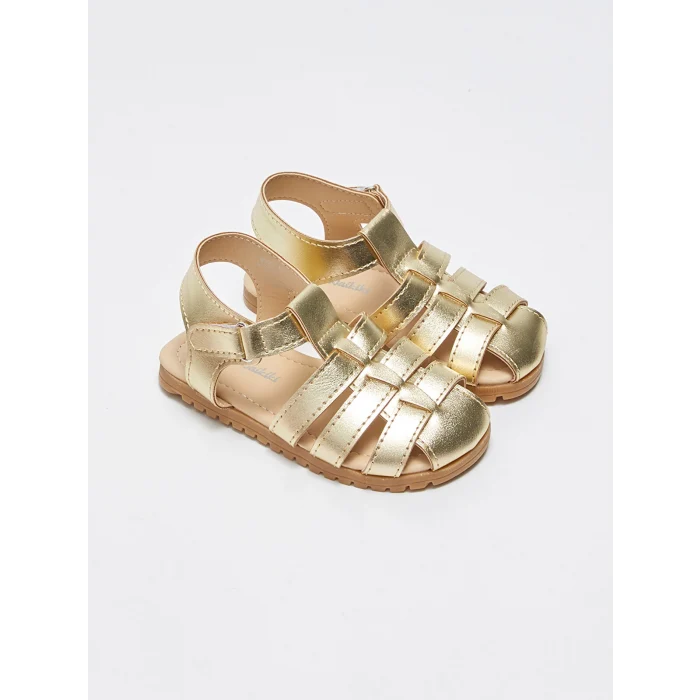 LCW STEPS Sari Cırt Cırtlı Kız Bebek Sandaleti