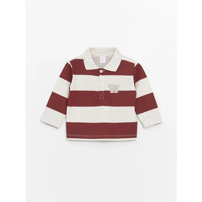 LCW Kids Karişik Polo Yaka Uzun Kollu Erkek Bebek Tişört ve Pantolon 2li Takım