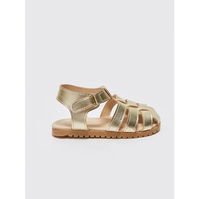 LCW STEPS Sari Cırt Cırtlı Kız Bebek Sandaleti