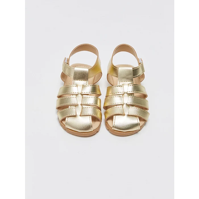 LCW STEPS Sari Cırt Cırtlı Kız Bebek Sandaleti