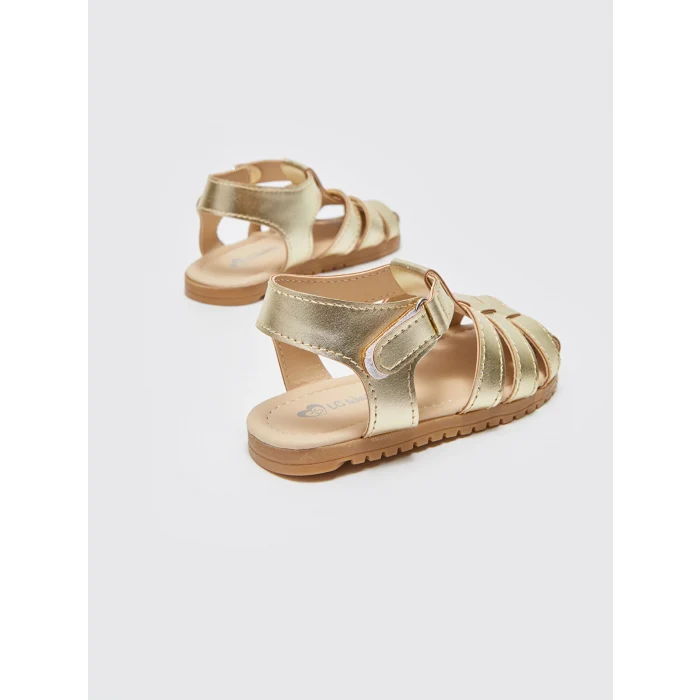 LCW STEPS Sari Cırt Cırtlı Kız Bebek Sandaleti