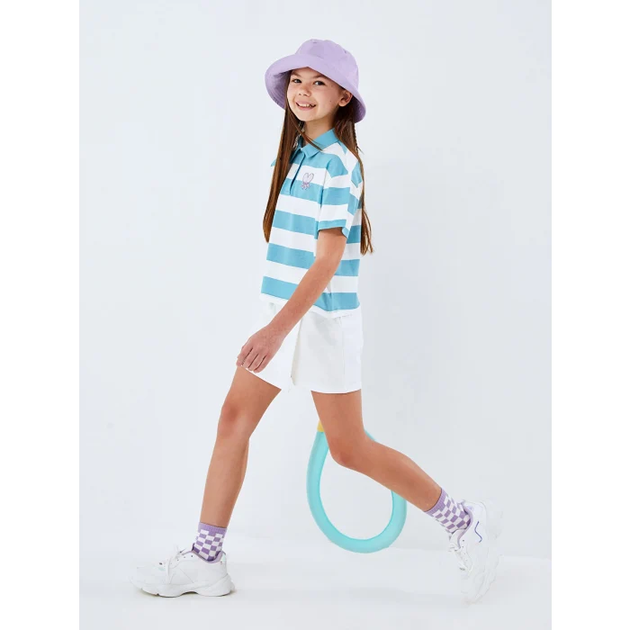 LCW Kids Yeşil Polo Yaka Kısa Kollu Kız Çocuk Tişört