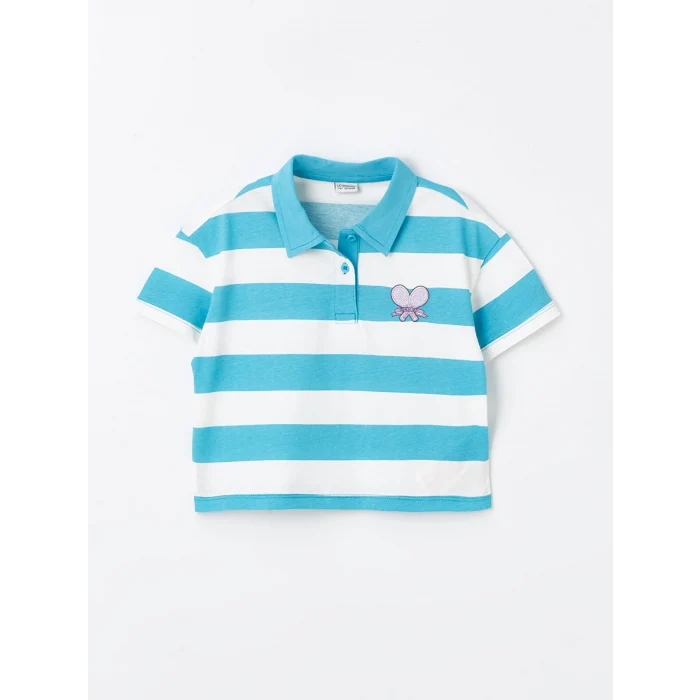 LCW Kids Yeşil Polo Yaka Kısa Kollu Kız Çocuk Tişört