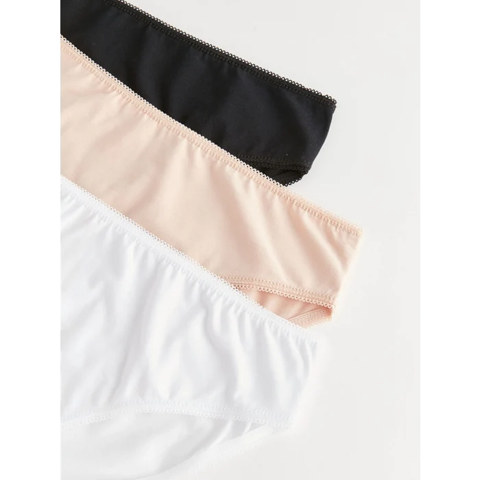 LCW DREAM Beyaz Düz Bikini Külot 3lü Paket