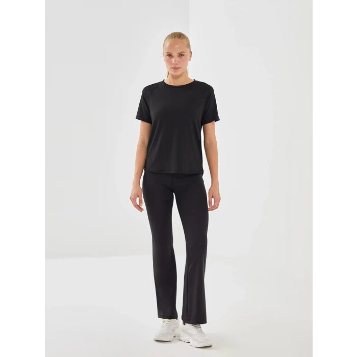 XSIDE ACTIVE Siyah Bisiklet Yaka Reflektör Baskılı Kadın Spor Tişört