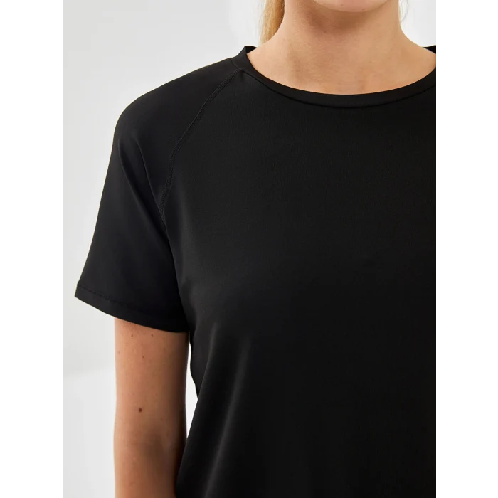 XSIDE ACTIVE Siyah Bisiklet Yaka Reflektör Baskılı Kadın Spor Tişört