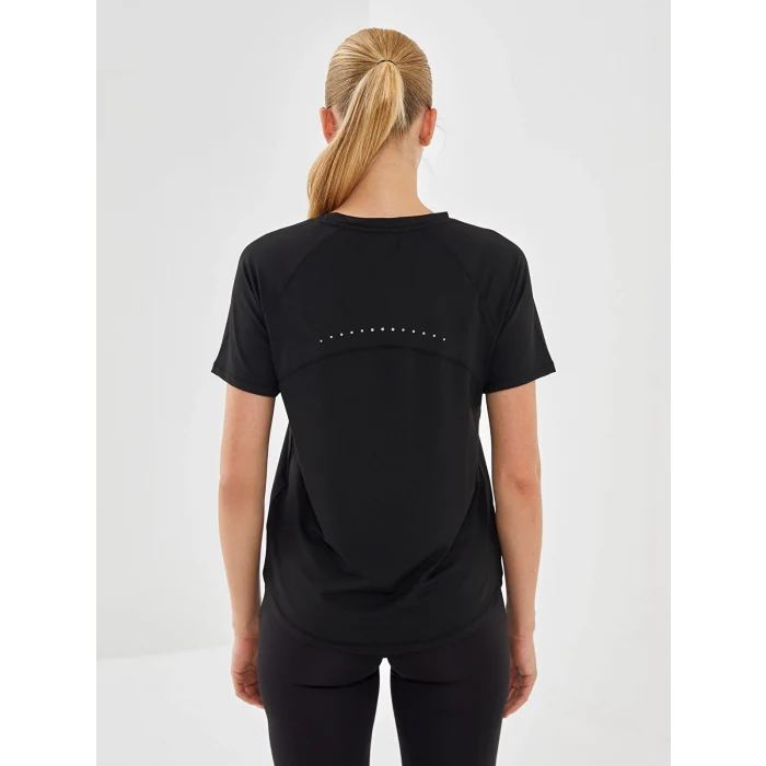 XSIDE ACTIVE Siyah Bisiklet Yaka Reflektör Baskılı Kadın Spor Tişört