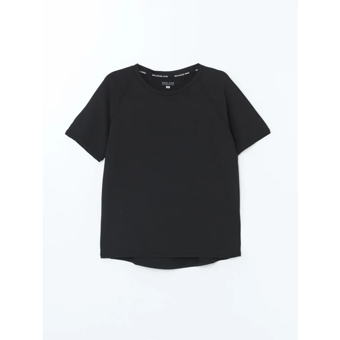 XSIDE ACTIVE Siyah Bisiklet Yaka Reflektör Baskılı Kadın Spor Tişört