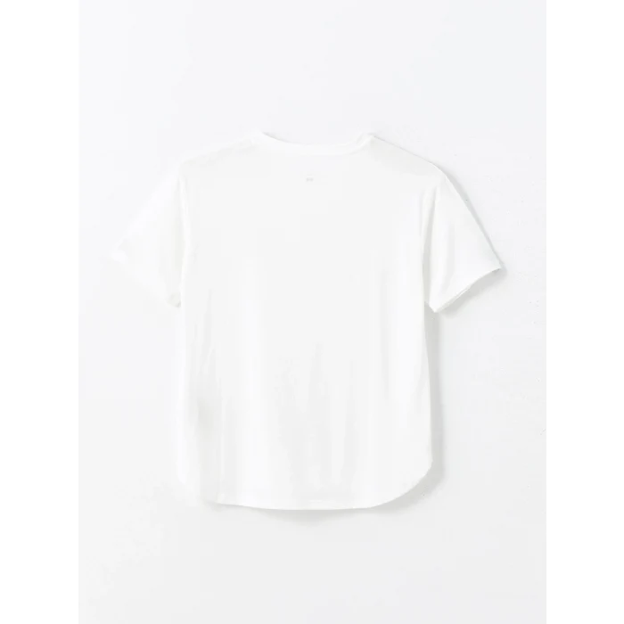 XSIDE ACTIVE Beyaz Bisiklet Yaka Baskılı Kadın Spor Tişört