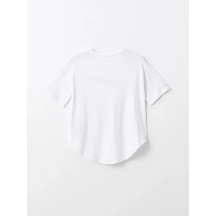 XSIDE ACTIVE Beyaz Bisiklet Yaka Baskılı Kadın Spor Tişört