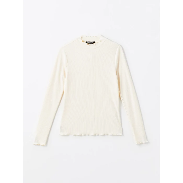 LCW Modest Ekru Dik Yaka Dokulu Kadın Body