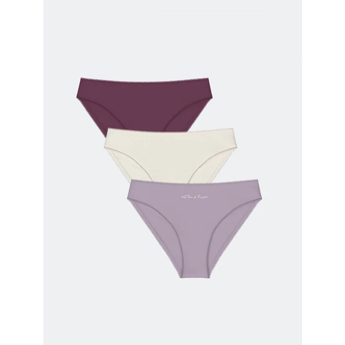 LCW DREAM Mürdüm Baskılı Bikini Külot 3lü Paket