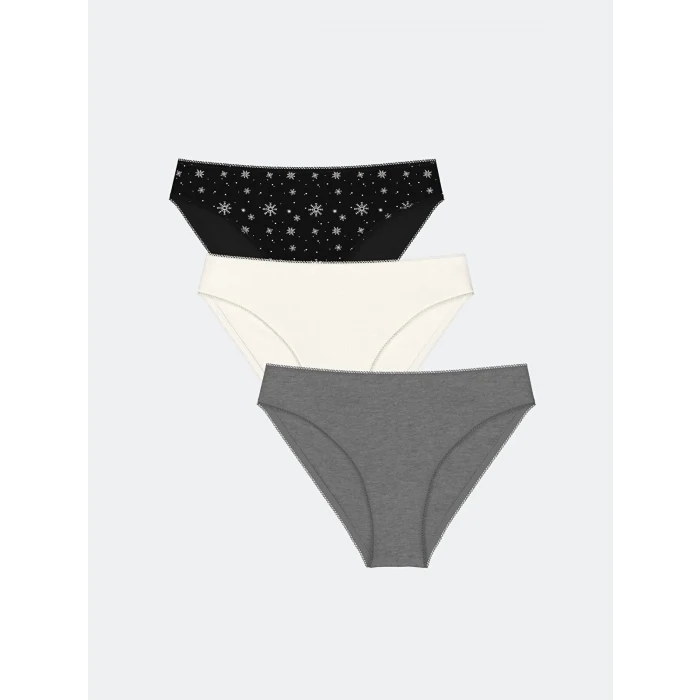 LCW DREAM Siyah Desenli Bikini Külot 3lü Paket