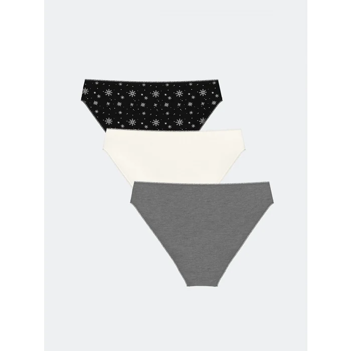 LCW DREAM Siyah Desenli Bikini Külot 3lü Paket