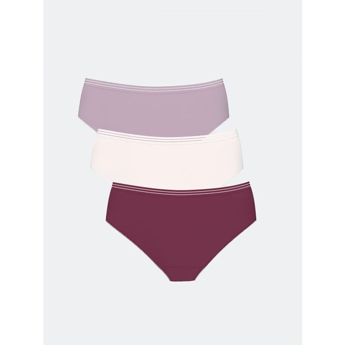 LCW DREAM Mürdüm Çizgili Hipster Külot 3lü Paket