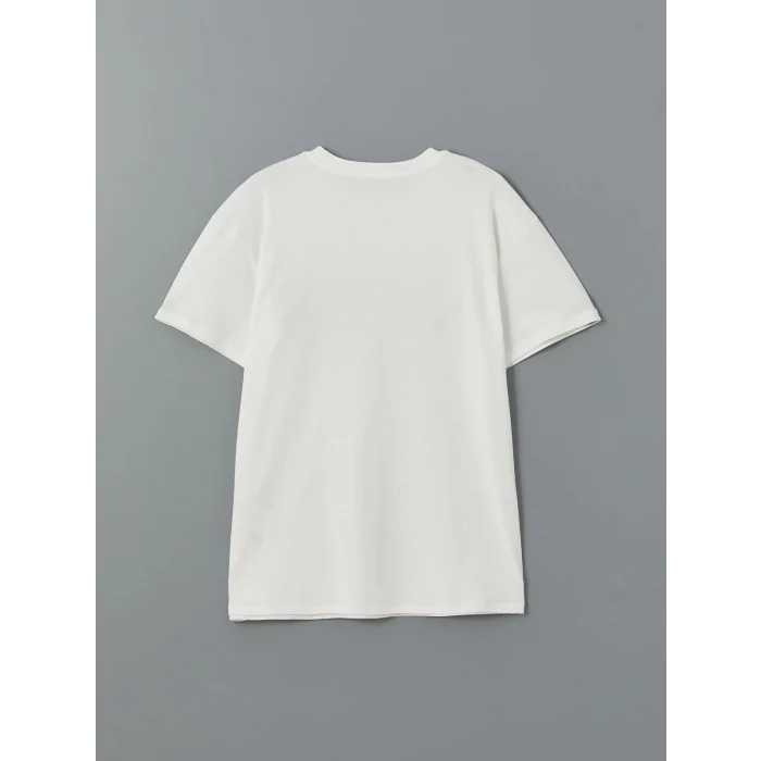 XSIDE ACTIVE Beyaz Bisiklet Yaka Baskılı Kadın Spor Tişört