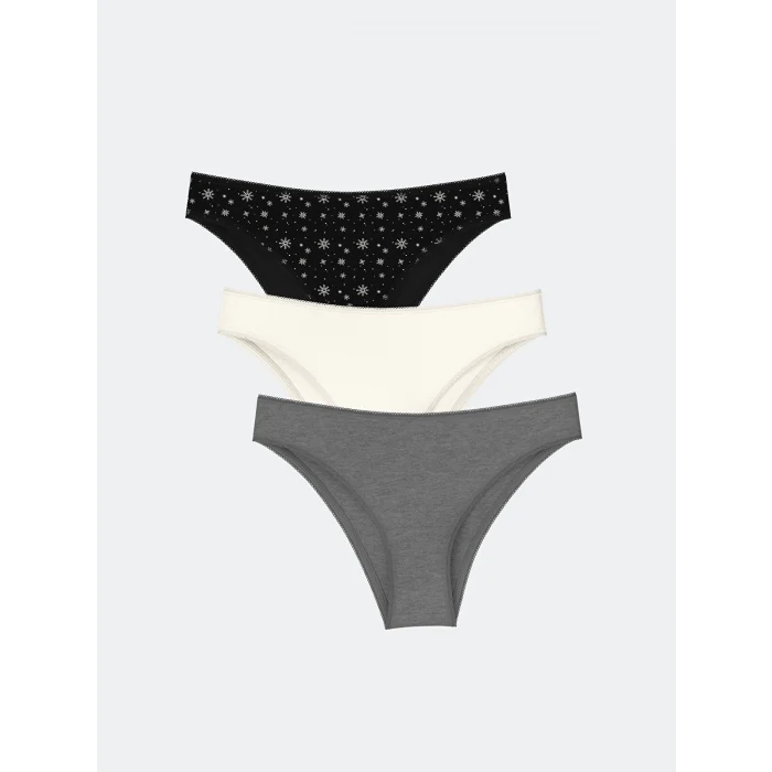 LCW DREAM Siyah Desenli Brazilian Külot 3lü Paket