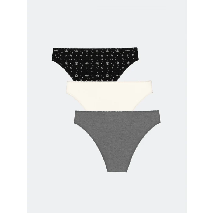 LCW DREAM Siyah Desenli Brazilian Külot 3lü Paket