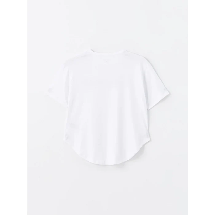 XSIDE ACTIVE Beyaz Bisiklet Yaka Baskılı Kadın Spor Tişört