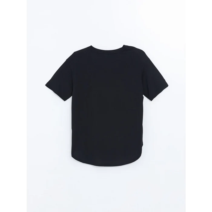 XSIDE ACTIVE Siyah Bisiklet Yaka Baskılı Kadın Spor Tişört