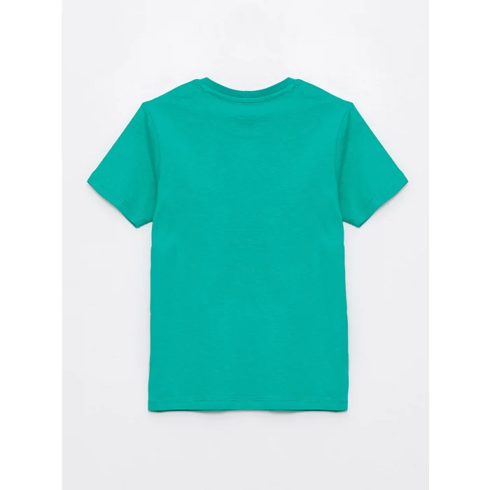 LCW Kids Yeşil Bisiklet Yaka Baskılı Kısa Kollu Erkek Çocuk Şortlu Pijama Takımı