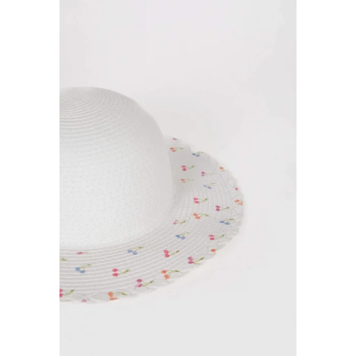 Defacto D8420 Beyaz Kız Çocuk Baskılı Hasır Şapka