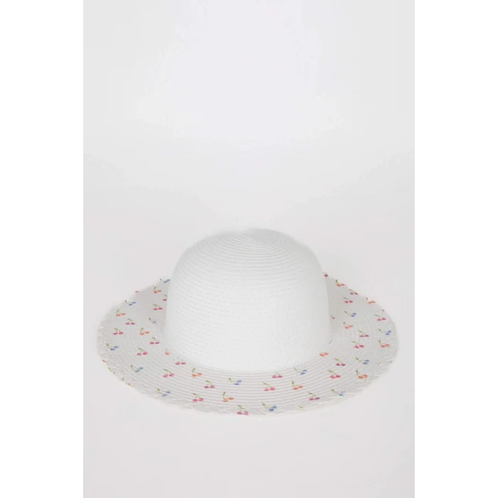 Defacto D8420 Beyaz Kız Çocuk Baskılı Hasır Şapka