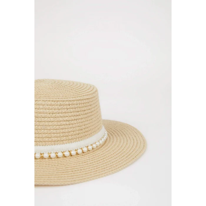 Defacto D8418 Bej Kız Çocuk Hasır Şapka