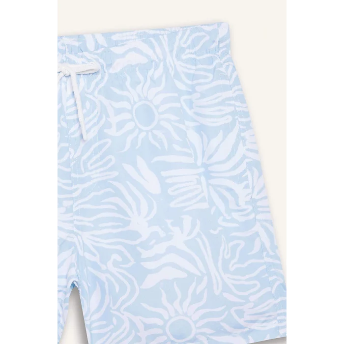 Defacto E0974 Turkuaz Desenli File Astarlı Kısa Boy Deniz Şortu