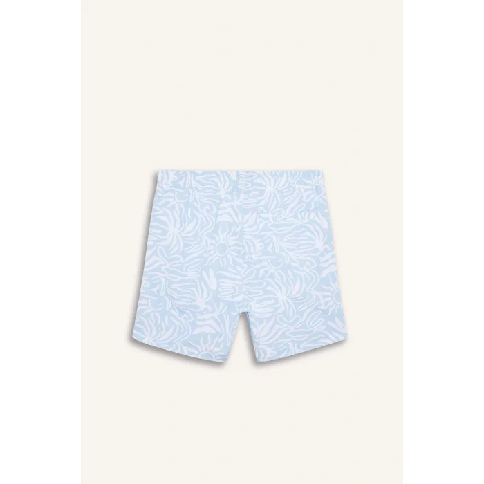 Defacto E0974 Turkuaz Desenli File Astarlı Kısa Boy Deniz Şortu