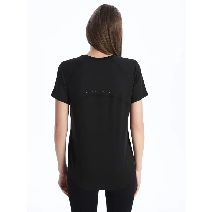 XSIDE Siyah Bisiklet Yaka Düz Kısa Kollu Kadın Tişört
