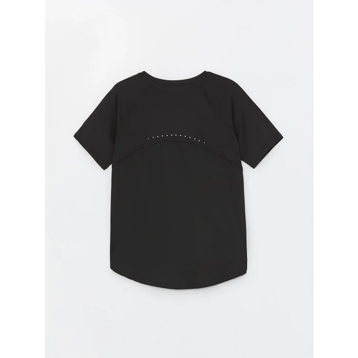 XSIDE Siyah Bisiklet Yaka Düz Kısa Kollu Kadın Tişört