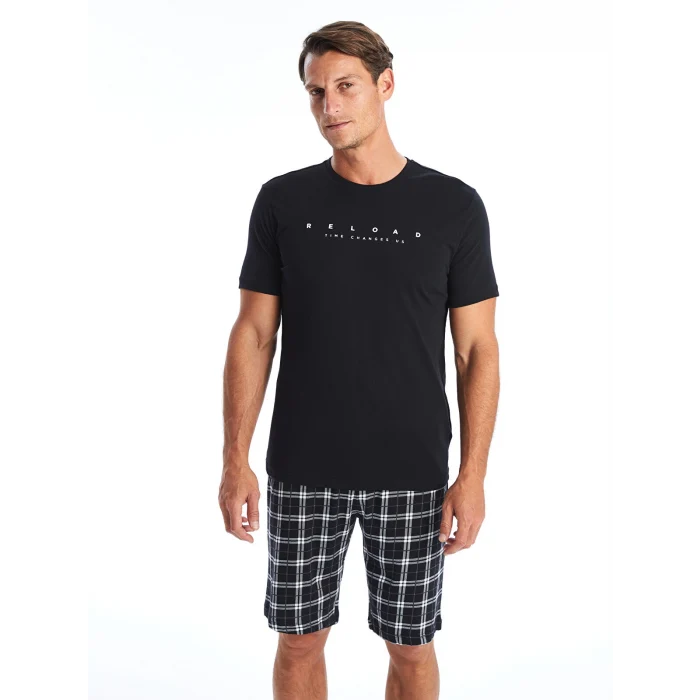 LC WAIKIKI Siyah Standart Kalıp Erkek Şortlu Pijama Takımı