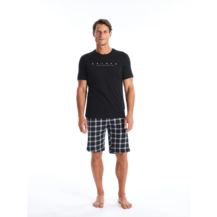 LC WAIKIKI Siyah Standart Kalıp Erkek Şortlu Pijama Takımı