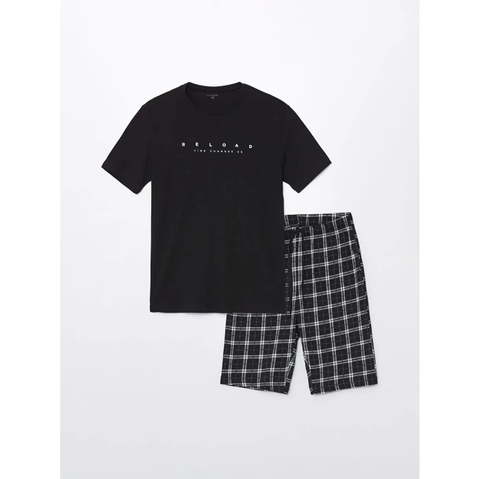 LC WAIKIKI Siyah Standart Kalıp Erkek Şortlu Pijama Takımı