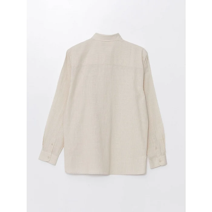 XSIDE Bej Regular Fit Uzun Kollu Keten Karışımlı Erkek Gömlek