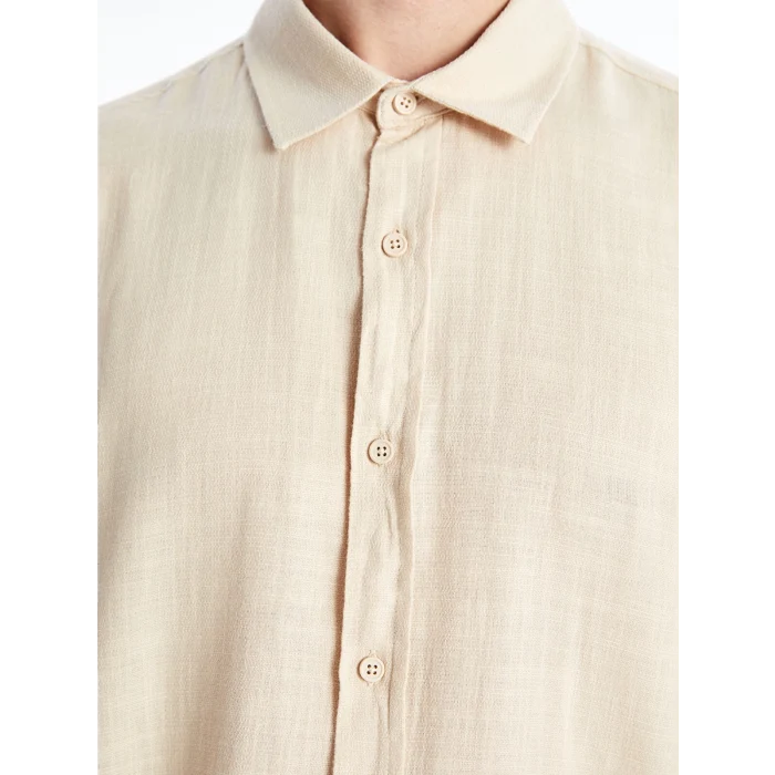 XSIDE Bej Regular Fit Uzun Kollu Poplin Erkek Gömlek