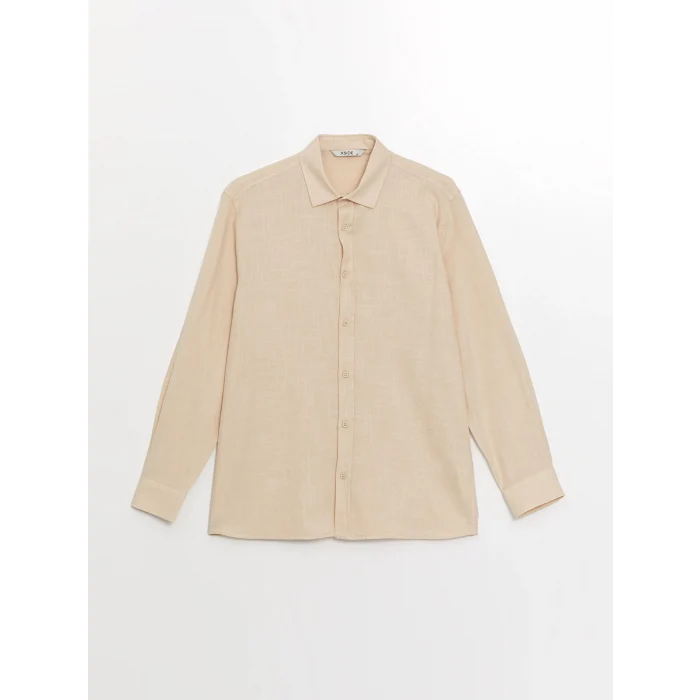 XSIDE Bej Regular Fit Uzun Kollu Poplin Erkek Gömlek