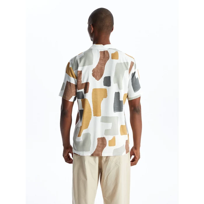 LCW Vision Beyaz Regular Fit Kısa Kollu Desenli Erkek Gömlek