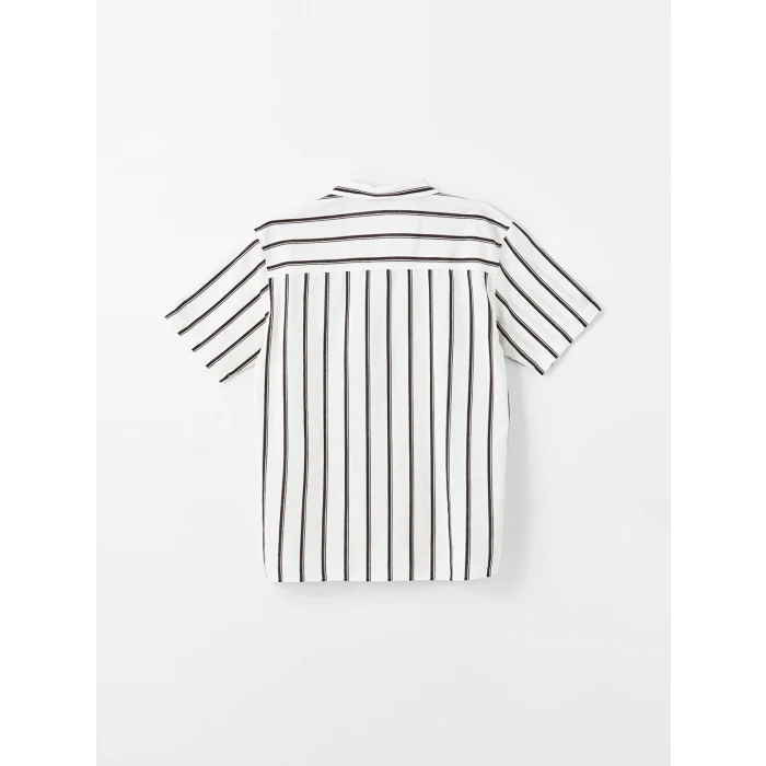 XSIDE Siyah Regular Fit Kısa Kollu Çizgili Erkek Gömlek