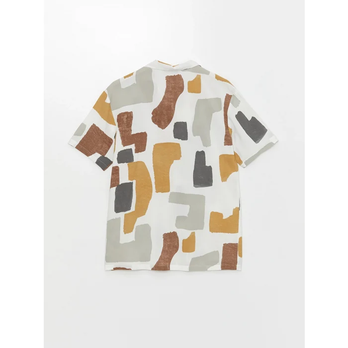 LCW Vision Beyaz Regular Fit Kısa Kollu Desenli Erkek Gömlek