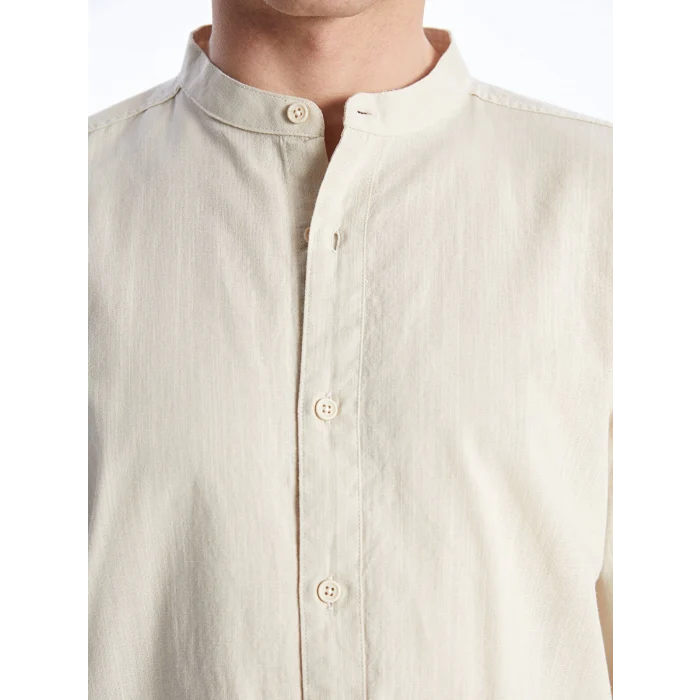 XSIDE Bej Regular Fit Uzun Kollu Keten Karışımlı Erkek Gömlek