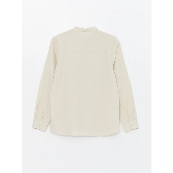 XSIDE Bej Regular Fit Uzun Kollu Keten Karışımlı Erkek Gömlek