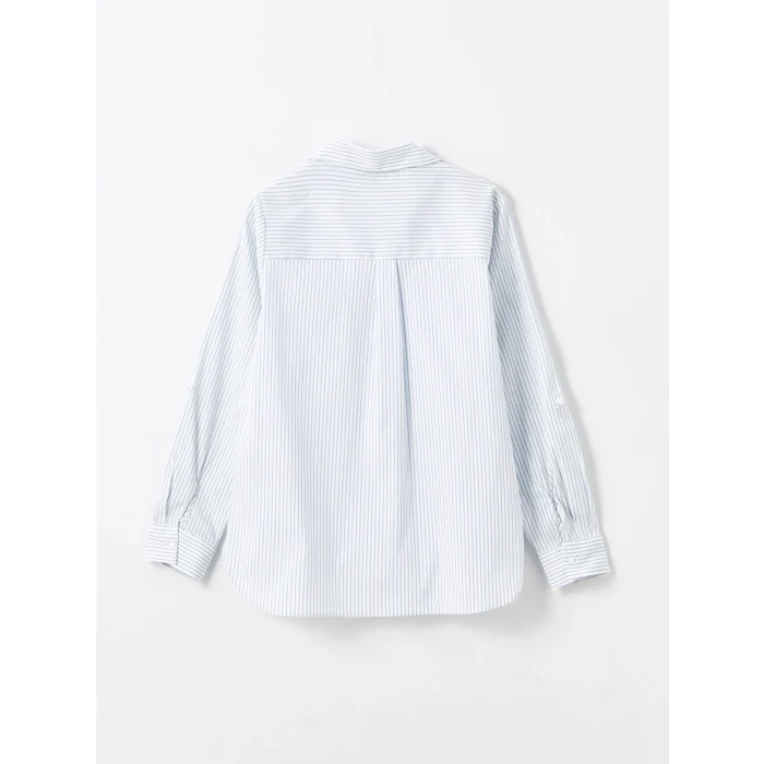 LCWAIKIKI Classic Mavi Çizgili Uzun Kollu Kadın Gömlek