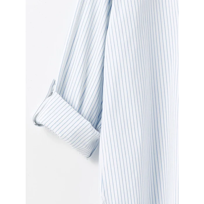 LCWAIKIKI Classic Mavi Çizgili Uzun Kollu Kadın Gömlek