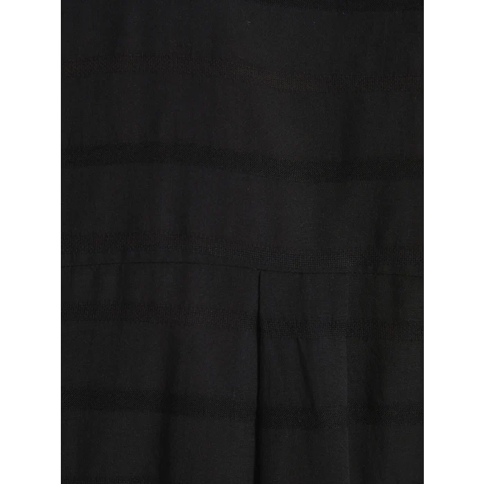 LCW Vision Siyah Kendinden Desenli Uzun Kollu Oversize Kadın Gömlek