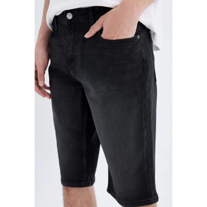 Defacto C2694 Siyah Regular Fit Jean Bermuda Şort