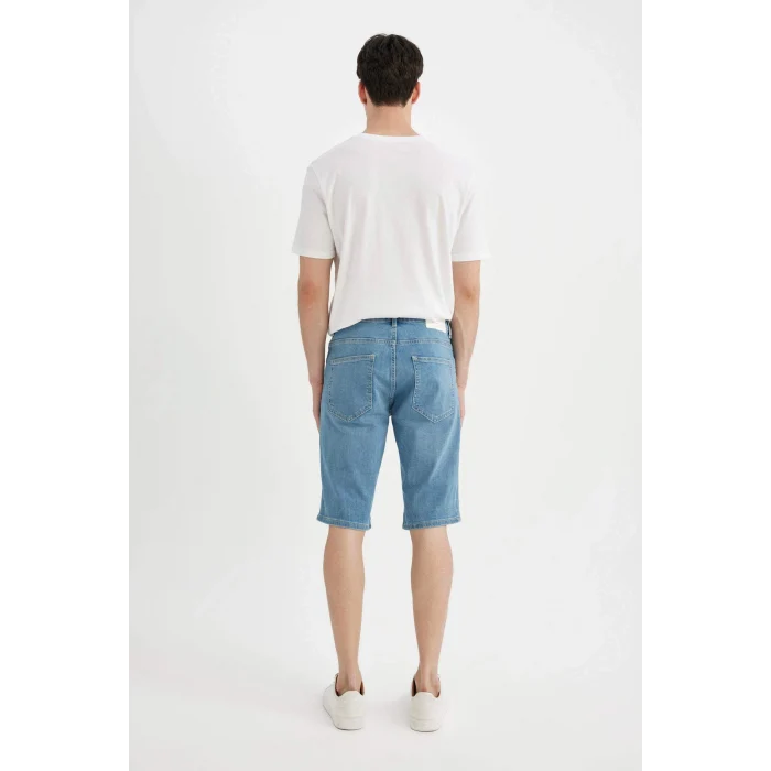 Defacto C2692 Mavi Slim Fit Dar Kesim Jean Bermuda Şort