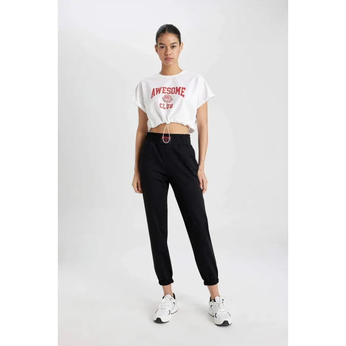 Defacto B8978 Siyah DeFactoFit Standart Fit Jogger İnce Eşofman Altı Çift Cepli Beli Paçası Lastikli