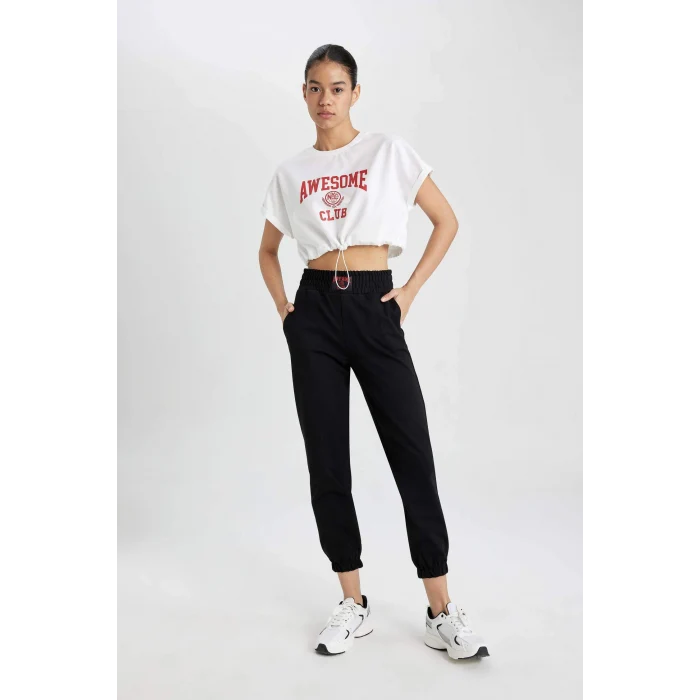 Defacto B8978 Siyah DeFactoFit Standart Fit Jogger İnce Eşofman Altı Çift Cepli Beli Paçası Lastikli